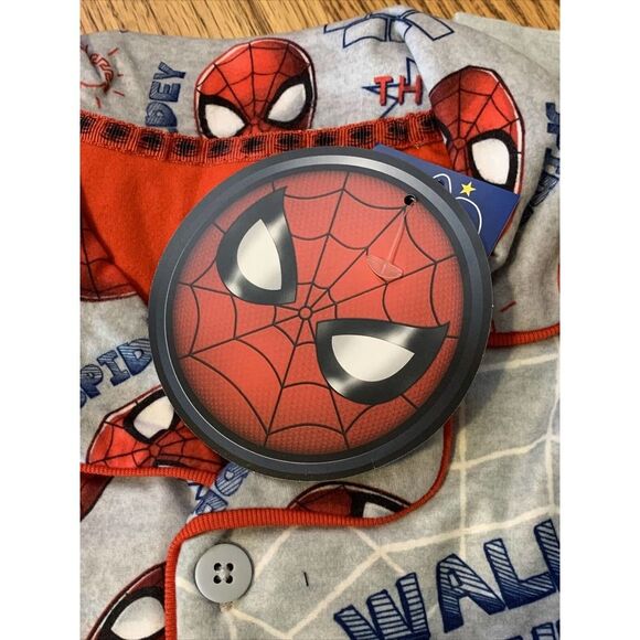 Spiderman Boys Pajama Set 2-Piece Coat Style Sleepwear  Size 5 7 8 12 NWT - Picture 4 of 12